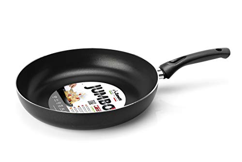Zanetti Jumbo Padella Antiaderente, 26 Cm Diametro, Fondo Rettificato, Forma Alta, Colore Nero, Made In Italy