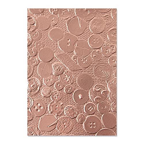 Sizzix 3-D Textured Impressions Embossing Folder Bottoni Vintage Di Eileen Hull, 665728, Carta, Multicolor, One Size