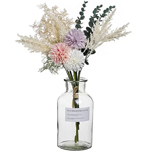 Huaao Fiori Artificiali Finti Di Seta, Piante Bouquet Fiori Artificiale Crisantemo E Eucalipto, Composizione Floreale, Decorazione Interni Per Centrot