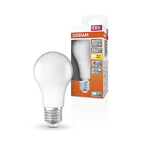 Osram Lampada Led Superstar+ Classic A 60 Fr, Attacco E27, Goccia, 9.4W, 806Lm, 2700K, Luce Bianca Calda, Componente Blu E Affaticamento Visivo Notevo