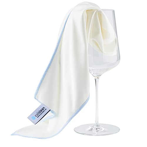 Culiclean Panni In Microfibra Per La Pulizia Di Bicchieri, Di Vetri E Multiuso (2 Panni 70X80Cm, Bianco-Blu)