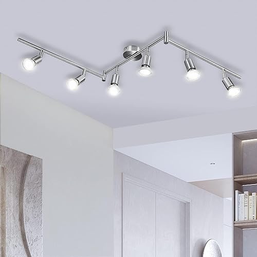 Bojim Lampadario Da Soffitto Luce Bianco 4000K, Faretti Led Da Soffitto Orientabili Con 6 Luci Gu10 550Lm 6W Pari A 54W 220V, Lampadario Moderno Per C