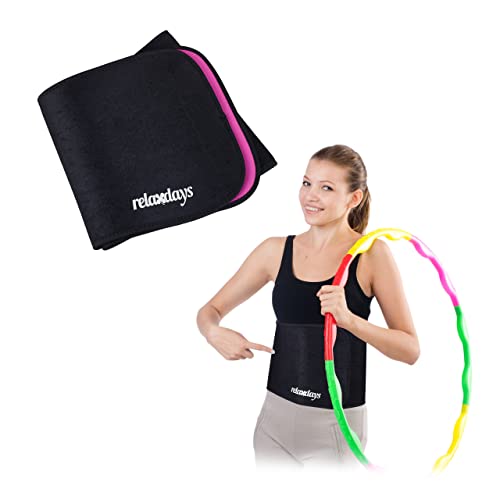 Relaxdays Fascia Addominale Hula Hoop, Cintura Sport Per Donne In Neoprene, Con Chiusura A Strappo, 90 Cm, Rosa Nera
