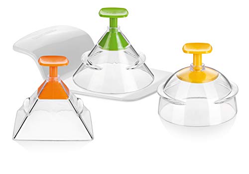 Tescoma 422230 Presto Foodstyle Stampi 3D, 3 Forme, Plastica, Verde/Arancio/Giallo