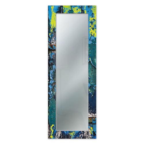 Lupia Specchio Da Parete Lungo Moderno Mirror Fantasy Old Wood Color 44X127 Cm Con Cornice Stampata, Specchiera Per Camera Da Letto, Soggiorno, Ingres
