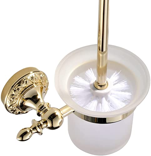 Weare Home - Modern Porta Scopino Con Scopino Per Wc Da Parete, In Ottone Dorato, Ti-Pvd Finish