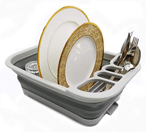 Sammart Pieghevole Scolapiatti Con Scolapiatti Board – Stendino Pieghevole Set – Portable Dinnerware Organizer – Vassoio Da Cucina Salvaspazio S N-592