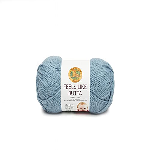 Lion Brand Yarn 215-108 Feels Like Butta - Filato, Colore: Blu Polveroso, Una Matassa