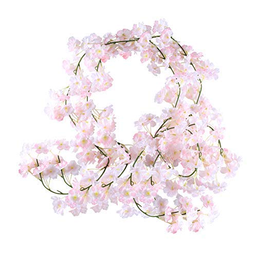 Huaesin 2Pcs Fiori Artificiali Di Ciliegio Ghirlanda Fiori Artificiali Fiori Finti Ciliegio Rosa Per Decorazioni Ghirlanda Fiori Di Seta Appesi Rampic