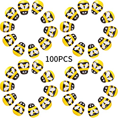 Boao 100 Pezzi Piccoli Ape In Legno Autoadesivi Ape Mini Ape In Legno Adesivi In Legno Ape Per Abbellimento, Fabbricazione Di Carta, Decorazione,Giall