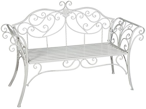 Biscottini Panchina Da Esterno Ferro 133X47X90 Cm - Panca Da Esterno Arredo Giardino - Panchina In Metallo Da Giardino 2 Posti - Panchina Bianca - Sed