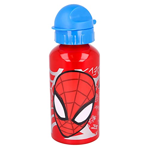 Borraccia In Alluminio Per Bambini Con Grafica Di Marvel Spiderman Da 500 Ml, Lavabile E Riutilizzabile, Con Tappo Di Sicurezza E Beccuccio