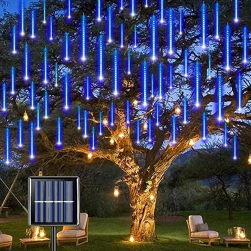 Atfkzadv Luci Della Pioggia Di Meteore, Con 8 Tubi Luminosi Di 30Cm, 240 Leds, 3.2M Lunghezza,Ip65 Impermeabile, Meteor Solari Luci Di Natale, Per Alb