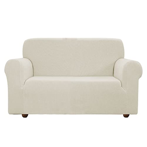 Ebeta Elastisch Sofa Überwürfe Sofabezug, Stretch Sofahusse Sofa Abdeckung Hussen Für Sofa, Couch, Sessel 3 Sitzer (Cremefarbe, 185-235 Cm)
