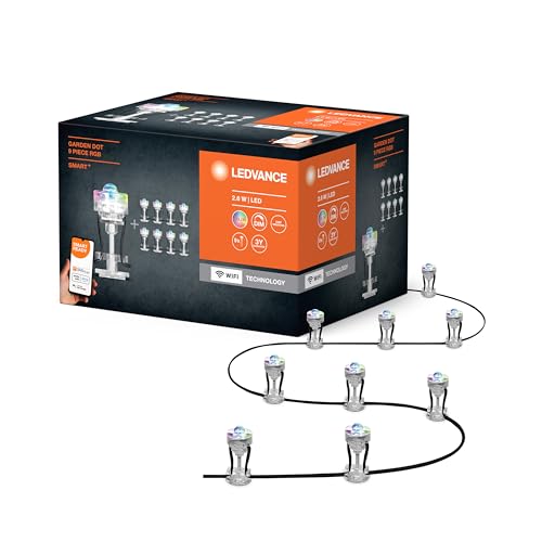 Ledvance Luce Da Giardino A Led Intelligente Con Tecnologia Wifi, Pacchetto Base Con 9 Punti Led Per Esterno, Colori Rgb Modificabili, Compatibile Con