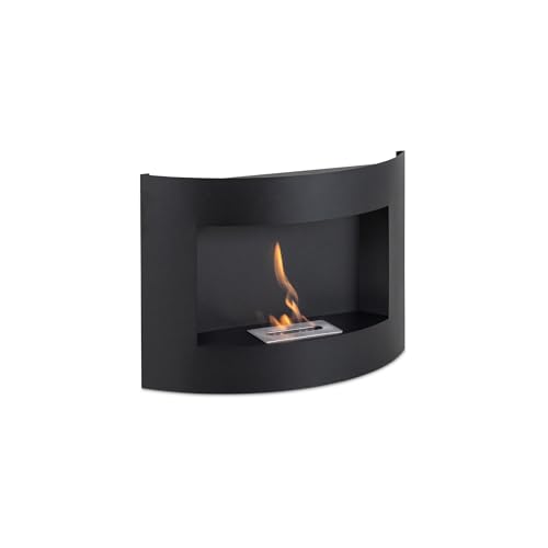 Stones Home Furniture, Caminetto A Bioetanolo Da Parete, Senza Fumo, Bruciatore In Acciaio Da 0,5 L, Durata Fiamma 1,5 Ore, Modello Redonda, Colore Ne
