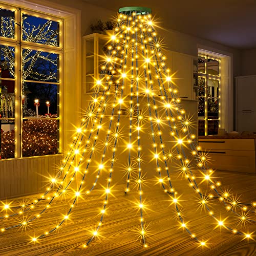Gylefy Luci Albero Di Natale, 2M*16 Rami Catene Luminose 400Led, Anelli Ghirlande Impermeabile Per Esterno Interno -Bianco Caldo