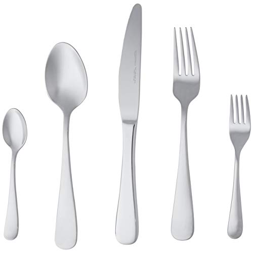 Amazon Basics Posate In Acciaio Inox Con Bordo Arrotondato Per 4 Persone, Confezione Da 20, Argento