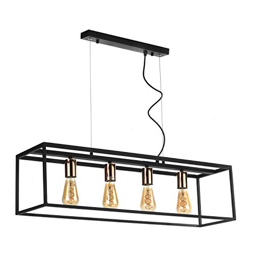 Onli Lampada A Sospensione A 4 Luci, Nero, Oro