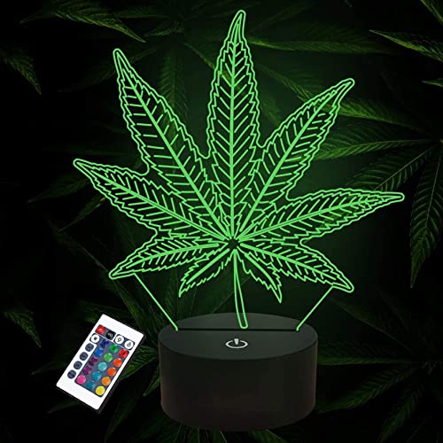 3D Nachtlichter, Leaf Illusion Lampe Mit Smart Touch 16 Farben Wickeltisch Schreibtisch Schlafzimmer Dekor Optische Home Room Store Dekoration