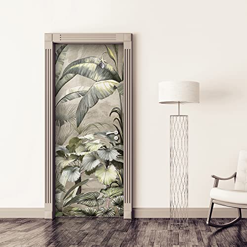 Crearreda Adesivi Per Porte In Pvc Premium, Door Cover, Sogno Tropicale, Applicazione Facile E Senza Bolle, Rivestimenti Per Porte Da Interno 83 X 210