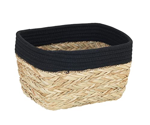 Wenko Cestello Portaoggetti Rika M, Cestello Decorativo Per Piccoli Accessori In Nardo Naturale Con Contrasti Di Tessuto In Cotone, 80% Fibra Naturale