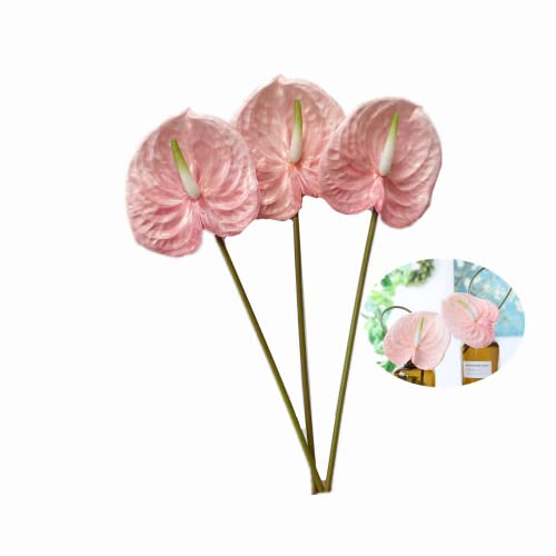 Rikyo Fiori Artificiali Di Giglio Di Anthurium Da 26", Fiori Permanenti, 3 Mazzi Di Fiori Tropicali Per Centrotavola Da Tavola, Decorazioni Per Matrim