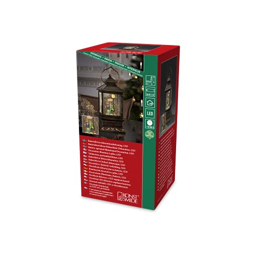 Konstsmide - Lanterna Led Con Palla Di Vetro E Neve, Plastica, Scena Dickensian, Small 22Cm
