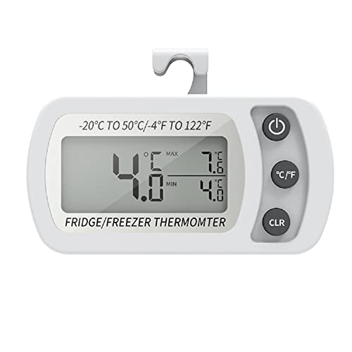 Termometro Digitale Del Frigorifero, Termometro Digitale Impermeabile Con Gancio, Display Lcd Facile Da Leggere, Funzione Di Registrazione Massima/Min