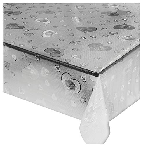 Emmevi Tovaglia Cucina Trasparente Cuori Vendita Al Metro Altezza 140Cm Antimacchia Pvc Mod.Lux16