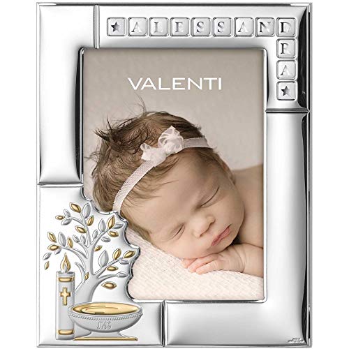 Valenti Argenti Cornice Portafoto Battesimo Personalizzabile Cm 13 X 18