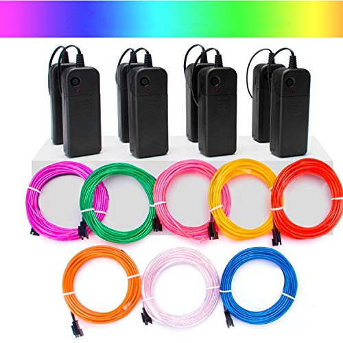 Mioke 8Pcs El Filo 8 X 3 M Elettroluminescente Con 3 Modalità 'Ardore Di Effetto Stroboscopico Della Luce Al Neon Set