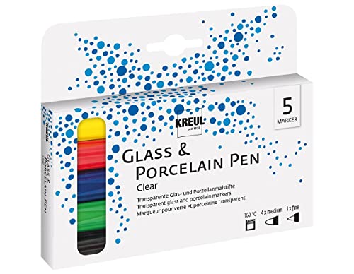 Kreul 42852-Happyset, 3 Finestre In Bianco Neve, Giallo Sole E Rosso Ciliegia, Vernice Per Contorni In Nero, Lamina Speciale E Sagome Per Dipingere, C