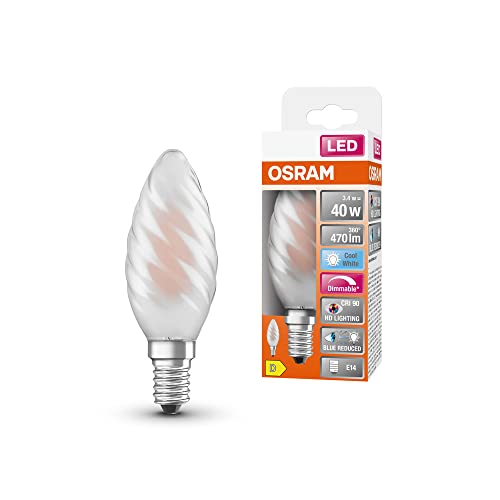 Osram Lamps Lampada Led, Candela Ritorta, E14, 3.4 Watt, Bianco, Bianco Freddo, 4000 Kelvin