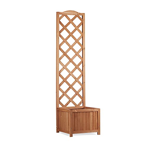 Flur Nymphea Fioriera Da Giardino Porta Fiori Con Pannello Grigliato In Legno,160X40X40 Cm