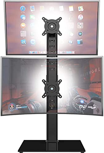 Hemudu Supporto Doppio Monitor Verticale, Braccio Monitor Verticale Doppio Adatto A Due Schermi Da 13 A 34 Pollici, Girevole, Inclinabile, Regolabile