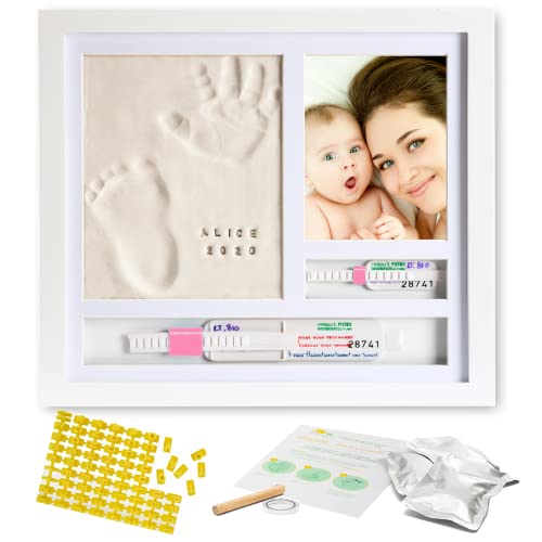 Piti Cot Cornice Impronta Mani E Piedi Neonati | Kit Lettere Numeri E 2 Porta Braccialetti Nascita | Regalo Personalizzabile Per Natale