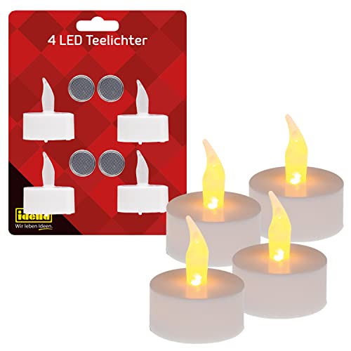 Idena 408998 - Candele A Led Con Luce Tremolante, Batterie Incluse, Decorazione Per Matrimoni, Feste, Natale, Pasqua, Come Luce D'Atmosfera In Plastic