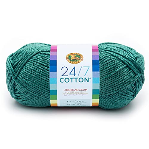Lion Brand Yarn Company-Matassa Di Filato In Cotone, In Puro Cotone, Colore: Verde Giada