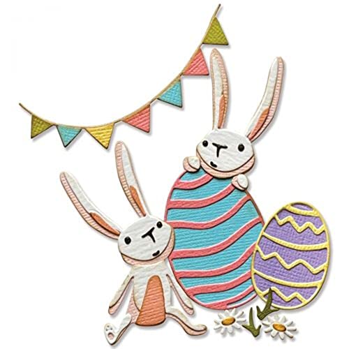 Sizzix Thinlits Die Set 15Pk Bunny Games Di Tim Holtz, 665850, Carta Plastica, Multicolor, Taglia Unica