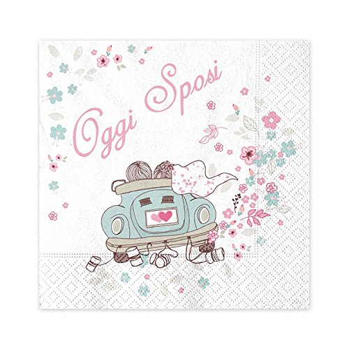 Big Party Tovaglioli In Carta Oggi Sposi, Multicolore, 33 X 33, 16 Unità