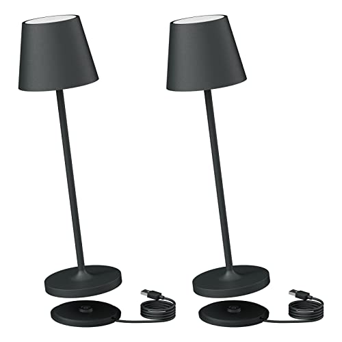 K-Bright 2 Pezzi Lampada Led Dimmerabile Da Tavolo In Alluminio, H38Cm,Ricaricabile Colore Luce Calda Per Interni/Esterni Lampada Da Tavolo Con Base D