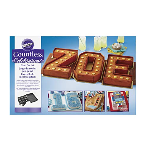Wilton 03-3116 Innumerevoli Celebrazioni Numeri E Lettere Set Di Torta, Antiaderente, 36,8 X 22,8 Cm, Acciaio, Nero