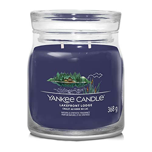 Yankee Candle Candela Profumata Lakefront Lodge, In Barattolo Medio Con Doppio Stoppino, Miscela Di Cera Di Soia, Candela A Combustione Lunga, Regalo 