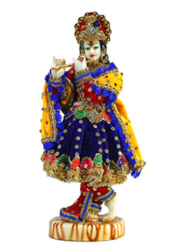 Esplanade Scultura Scolpita A Mano In Resina A Forma Di Idolo Kishan Krishna Murti, 28 Cm, Multicolore