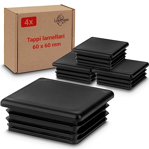 Loumaxx Tappi Lamellari 60 X 60 Mm, Tappi Per Tubi Quadrati Da 60 X 60 Mm, Tappi Per Pali Quadrati In Plastica Robusta, Tappi Per Tubi Da 60 X 60 Mm,