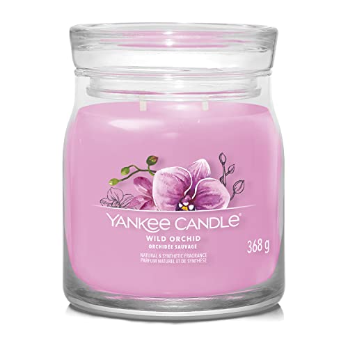 Yankee Candle Candela Profumata Signature | Candela Profumata All'Orchidea Selvatica In Barattolo Medio Con Doppio Stoppino, Candela In Miscela Di Cer