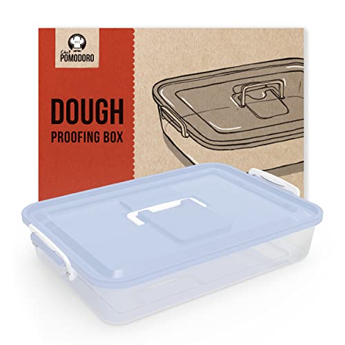 Chef Pomodoro Contenitore Per Lievitazione Pizza 35,5 X 28 Cm, Cassetta Per 4-6 Panetti, Set Accessori Da Pizzeria, Con Coperchio Ermetico (Blu)