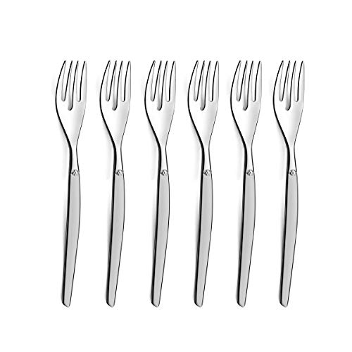 Lou Laguiole Spruzzo Sabbiato 6 Forchette Per Torta, Inossidabile Inox 18/0, Acciaio Satinato