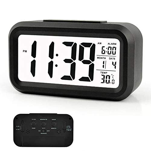 Arespark Sveglia Digitale, Orologio Sveglia Da Comodino Elettronica Con Luce Notturna, Display A Lcd Da 5,3 Pollici Con Funzione Ora Data Temperatura,